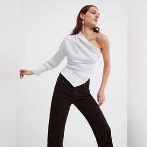 Zara asymmetric white blouse top